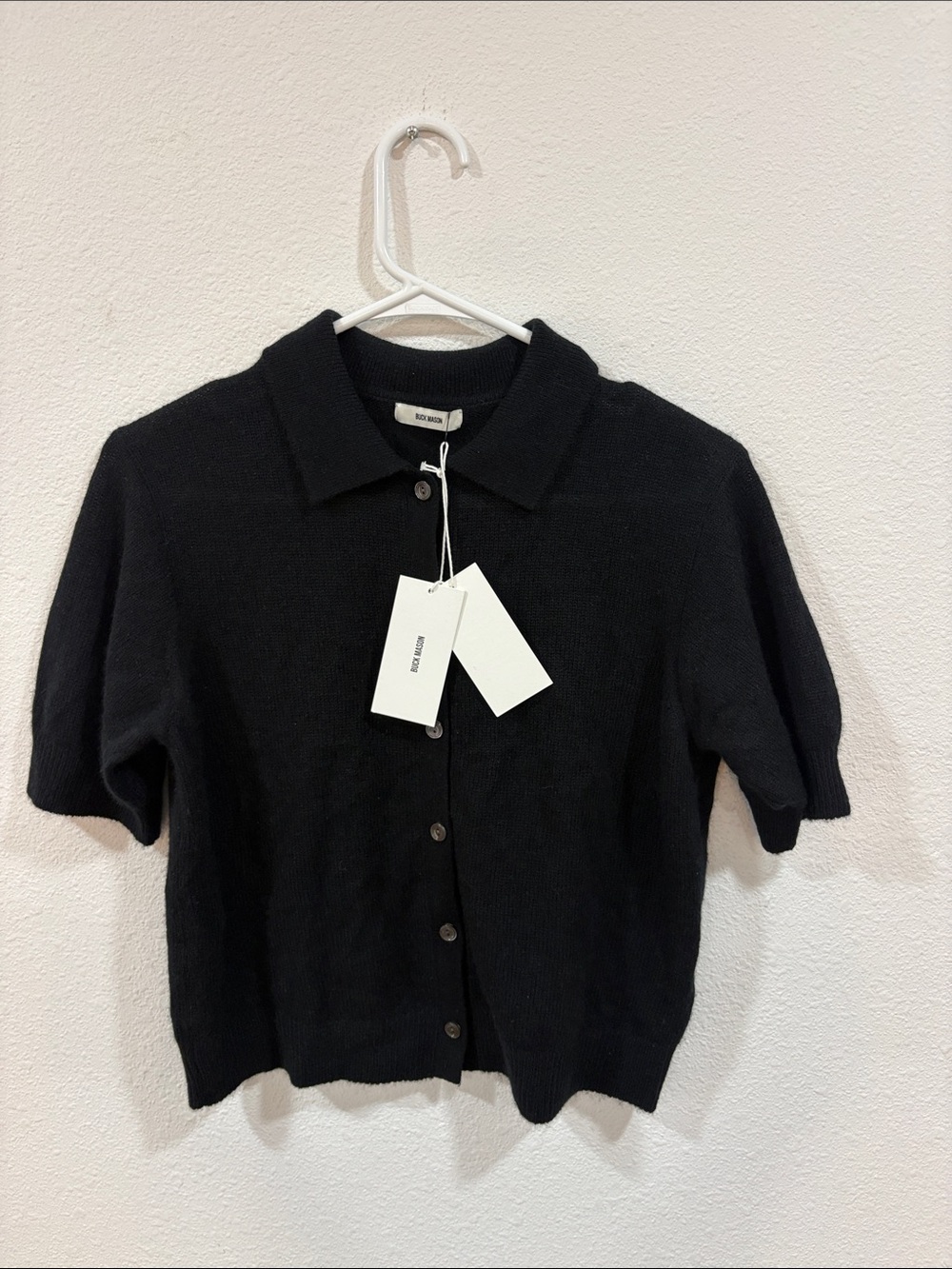 Buck Mason Whisperweight Cashmere Polo Black Medium $258